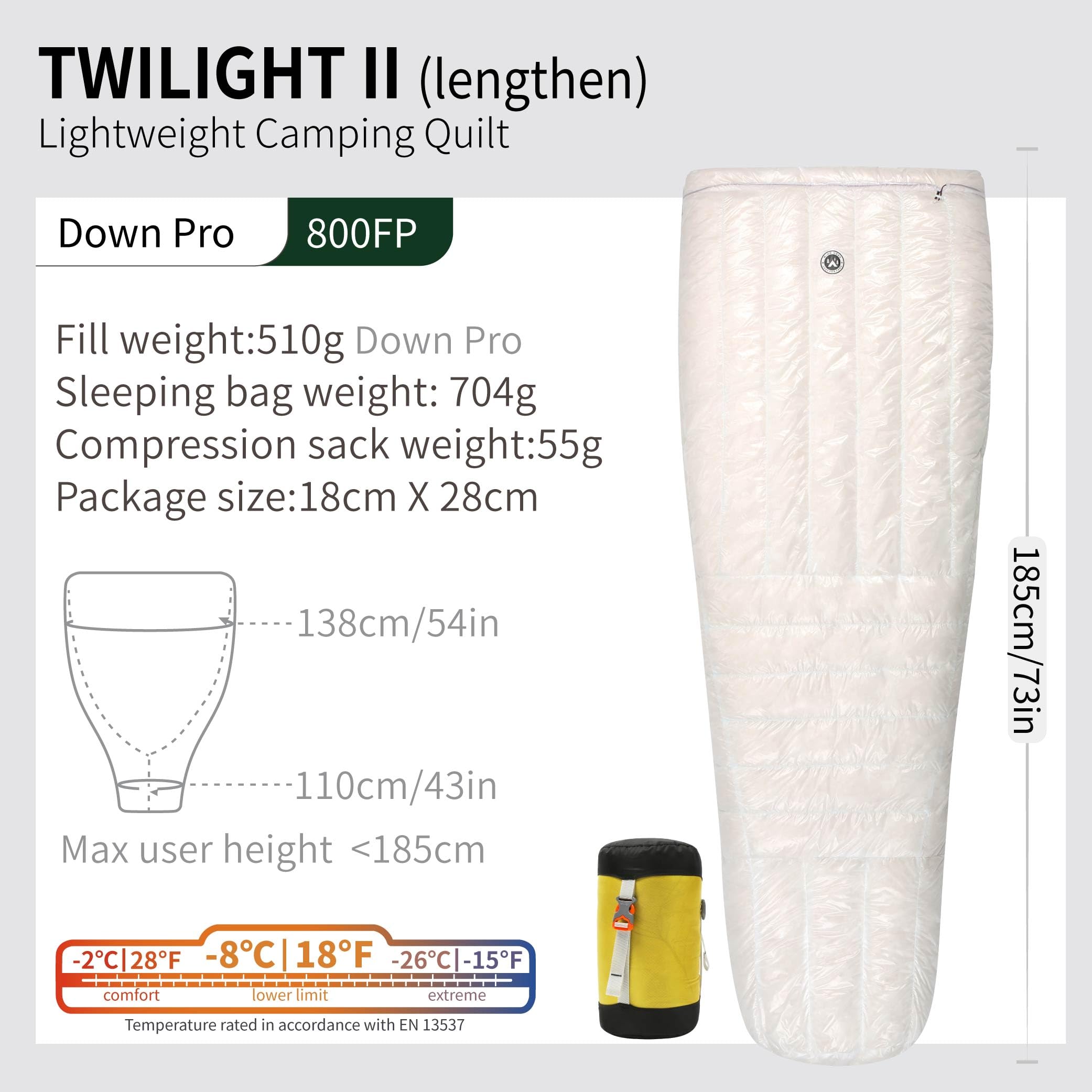 アウトドア寝具 Wind Hard Twilight II White Regular800FP Amazon.co.jp: WIND HARD Twilight II Lengthen 10D 800FP バック